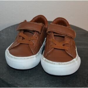Polo Ralph Lauren Baby/Toddler Brown Leather Sneakers Size 4 Embroidered Logo